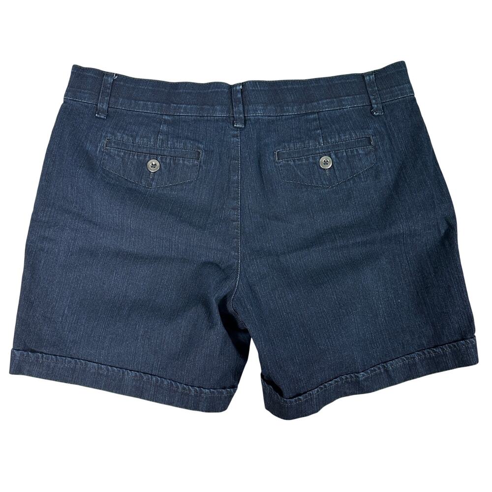 Gloria Vanderbilt Dark Denim Jean Shorts Missy Size 16‎ Dark High Rise Plus - Picture 2 of 16